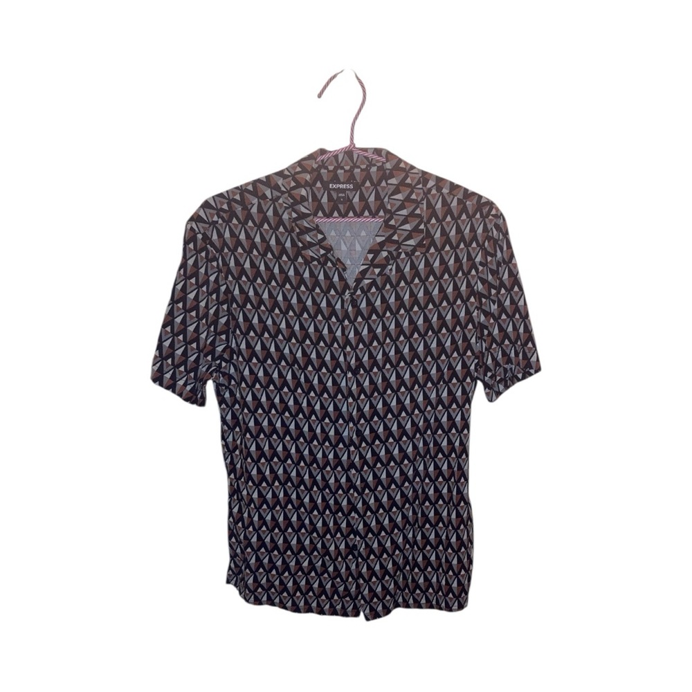 Express Men's Black and White Geometric Shirt